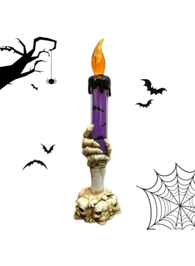 3-Piece Festival Skeleton Candle Candlestick Light with LED Flameless Battery Operated