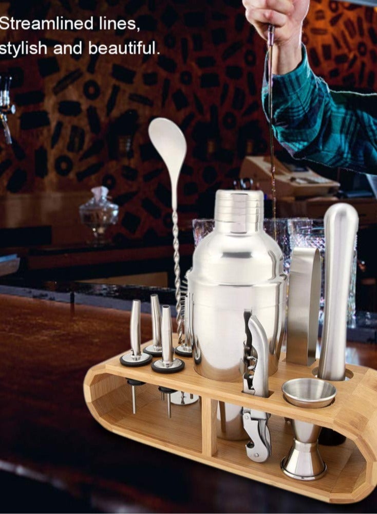 11-Piece Tool Set with Stylish Bamboo Stand - Perfect Home Kit and Martini For an Awesome Drink Mixing Experience