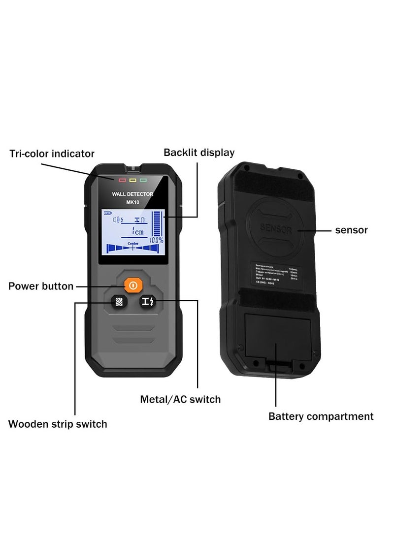 Stud Finder Wall Scanner - 5 in 1 Stud Finder Tool with Intelligent Microprocessor Chip and LCD Display, Stud Detector Beam Finders for The Center and Edge of Wood AC Wire Metal Studs Joist Pipe