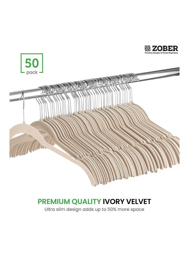 50-Piece Velvet Dress Hangers Beige