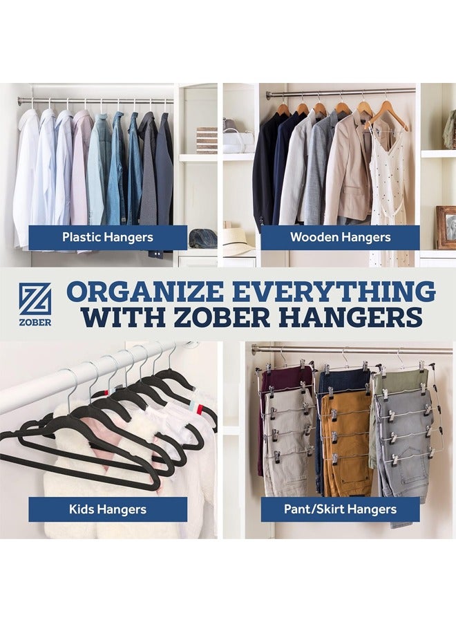 Zober Plastic Hangers 100 Pack - Burgundy Plastic Hangers - Space Saving Clothes Hangers for Shirts, Pants & for Everyday Use - Clothing Hangers with Hooks