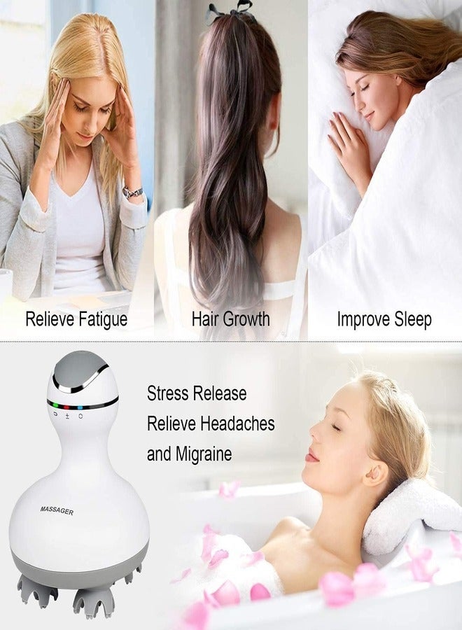 Scalp Massager, Electric Waterproof Head Scratcher Massager for Hair Growth and Massage to Release Stress with 4 Massage Heads