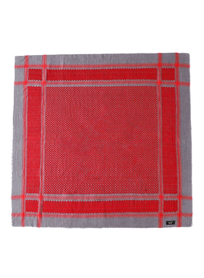 Colourblock Pattern Casual Scarf Red/Grey