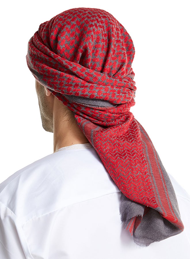 Colourblock Pattern Casual Scarf Red/Grey