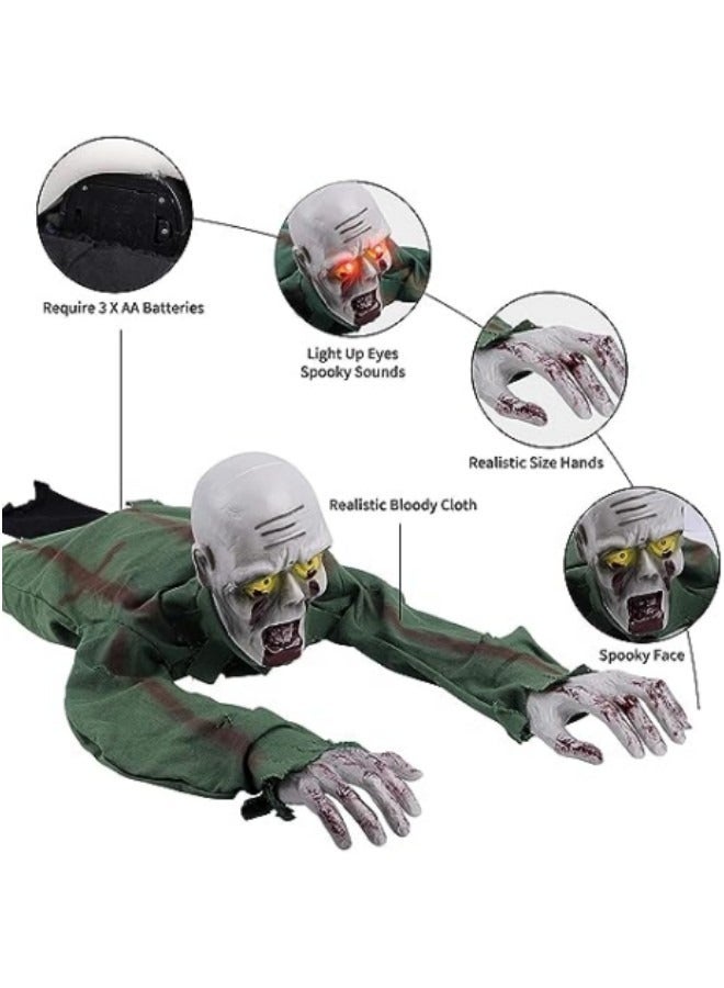 Electronic Crawling Light Sensored Horror Zombie Skeleton Haunted Animated Prop Decorations