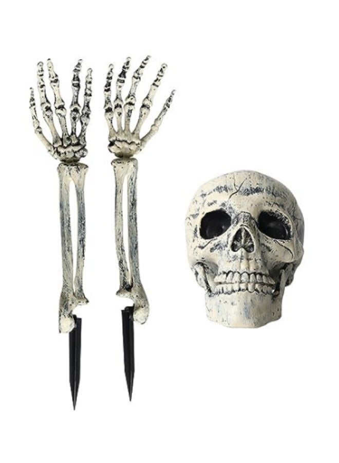 Zombie Arm Stakes, Glowing Skeleton Head Hands Arms Stakes Luminous Outdoor Decor