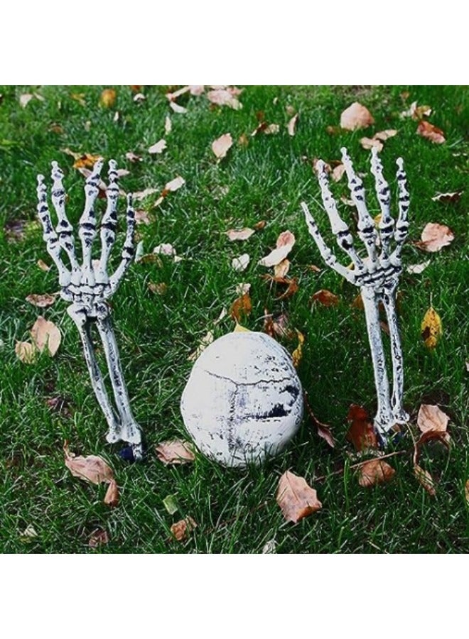 Zombie Arm Stakes, Glowing Skeleton Head Hands Arms Stakes Luminous Outdoor Decor