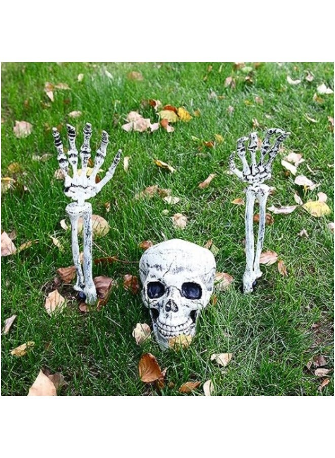 Zombie Arm Stakes, Glowing Skeleton Head Hands Arms Stakes Luminous Outdoor Decor