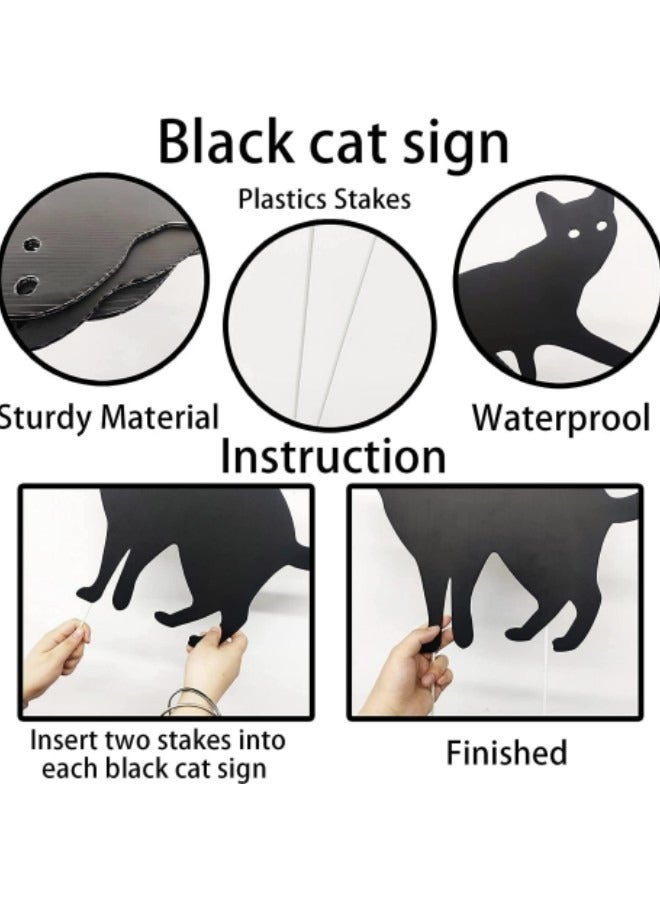 Festival Yard Signs Stakes Outdoor Decorations 3-Piece Black Cat Lawn Decorations Signs