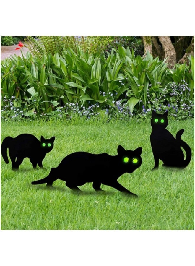 Festival Yard Signs Stakes Outdoor Decorations 3-Piece Black Cat Lawn Decorations Signs