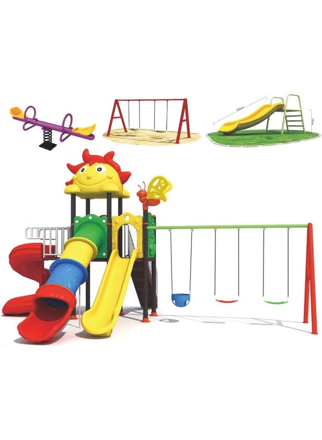 Rainbow Toys Backyard Play-Ground Equipments. All in One Outdoor Games. Play-Ground Toys Area Size 730x530x360cm