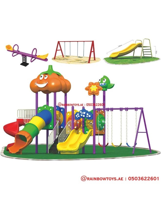 Rainbow Toys Backyard Play-Ground Equipments. All in One Outdoor Games. Play-Ground Toys Area Size 780x450x350cm