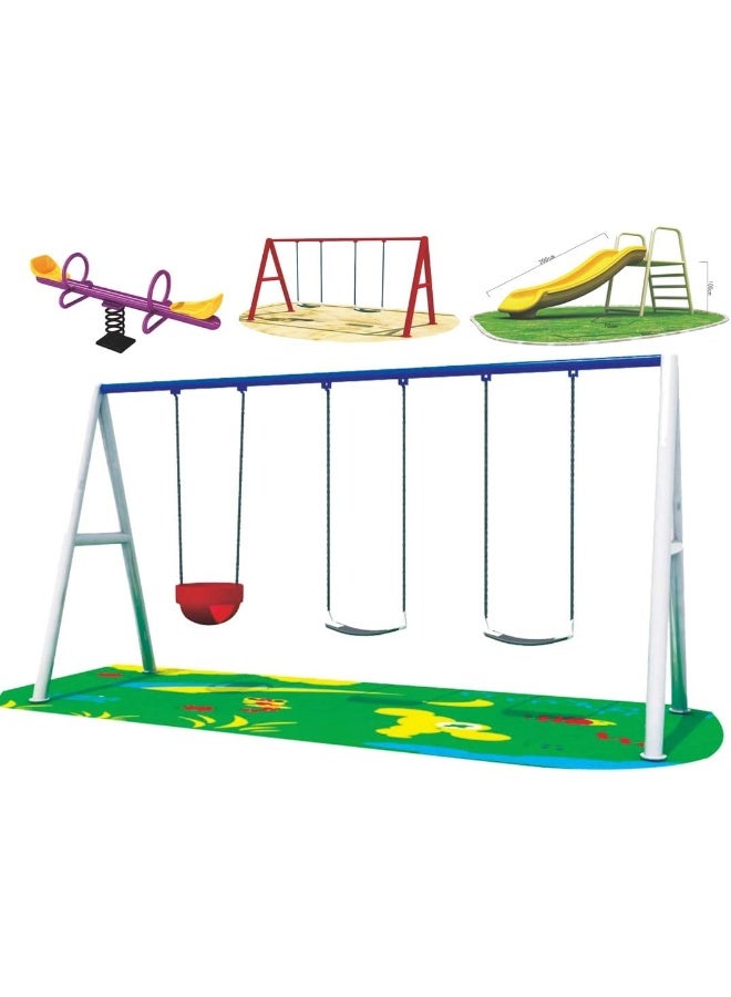 Rainbow Toys Backyard Play-Ground Equipments. All in One Outdoor Games. Play-Ground Toys Area Size 400x180x230cm