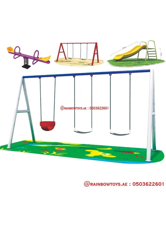 Rainbow Toys Backyard Play-Ground Equipments. All in One Outdoor Games. Play-Ground Toys Area Size 400x180x230cm