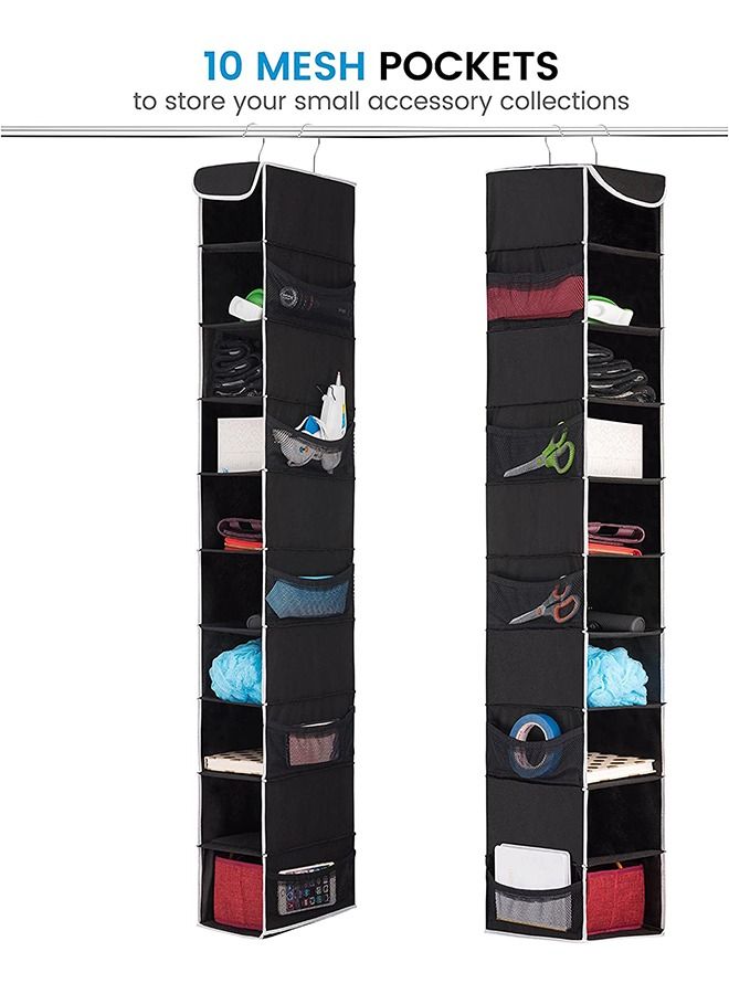 ZOBER 10-Shelf Hanging Shoe Organizer Hanging Closet Shoe Organizer with Side Mesh Pockets, Space Saving Shoe Holder & Storage, Closet Organizer Great for Shoes, Purses