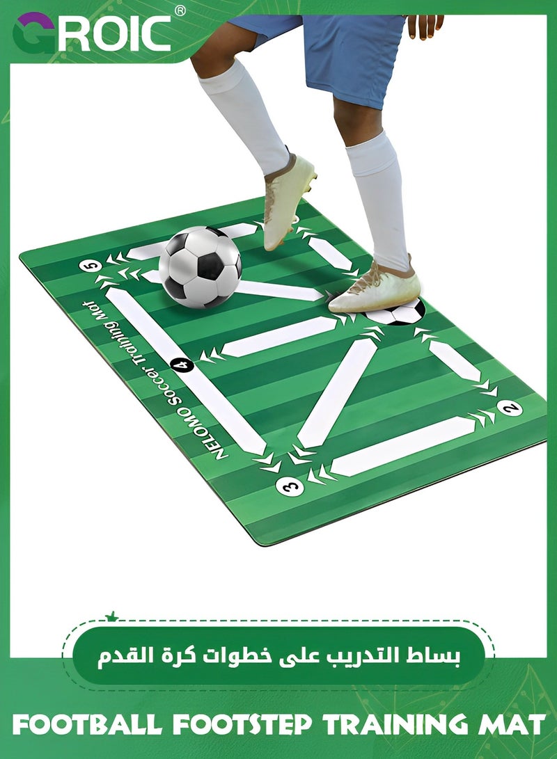 Football Footstep Training Mat, Soccer Training Mat Soccer Workout Drill Equipment Indoor Soccer Skills Drills Pad Soccer Train Mat Ideal for Soccer Player and Coaches Fundamentals Training (80*120cm)