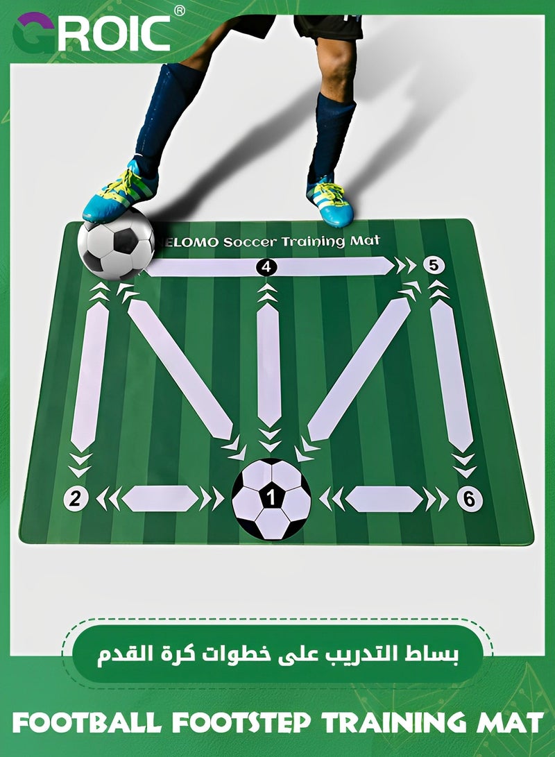 Football Footstep Training Mat, Soccer Training Mat Soccer Workout Drill Equipment Indoor Soccer Skills Drills Pad Soccer Train Mat Ideal for Soccer Player and Coaches Fundamentals Training (80*120cm)