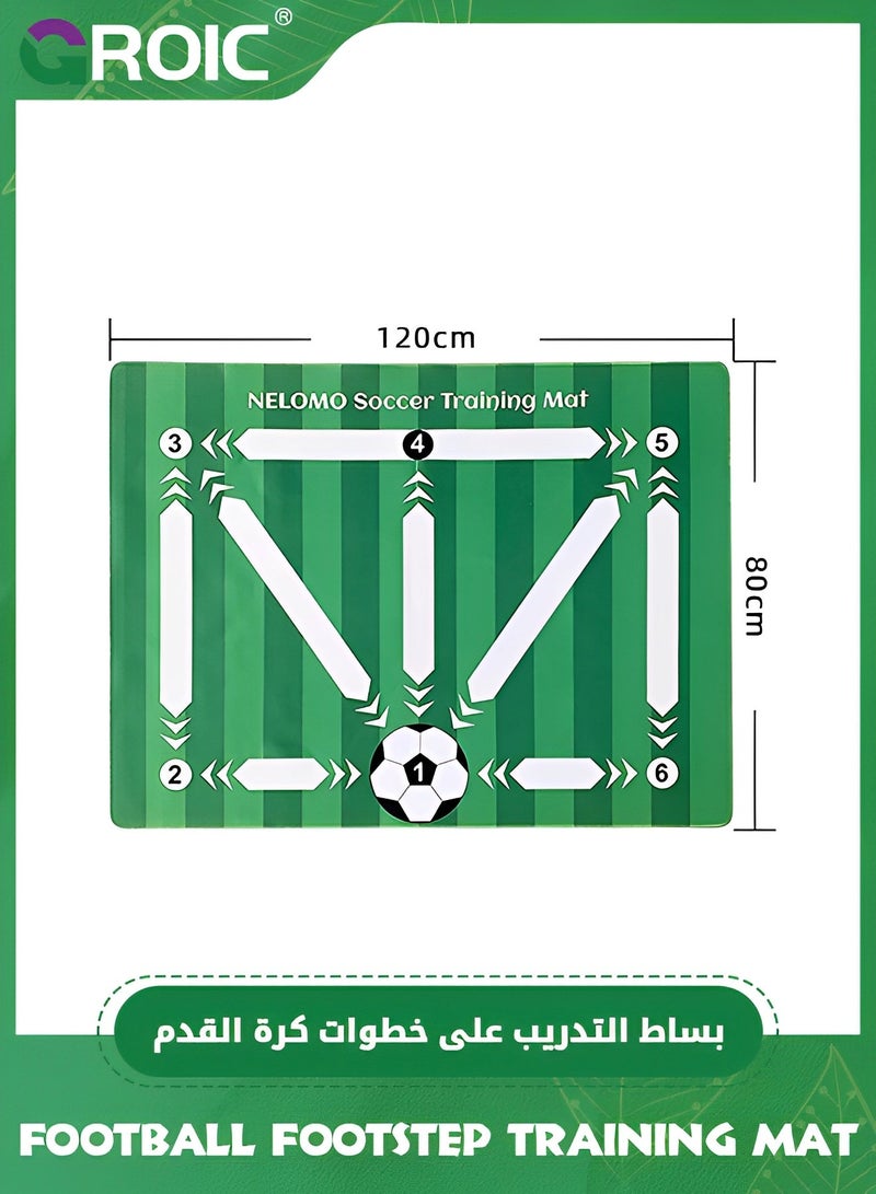 Football Footstep Training Mat, Soccer Training Mat Soccer Workout Drill Equipment Indoor Soccer Skills Drills Pad Soccer Train Mat Ideal for Soccer Player and Coaches Fundamentals Training (80*120cm)