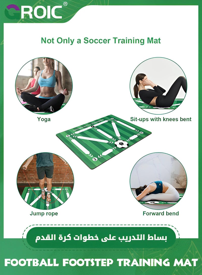 Football Footstep Training Mat, Soccer Training Mat Soccer Workout Drill Equipment Indoor Soccer Skills Drills Pad Soccer Train Mat Ideal for Soccer Player and Coaches Fundamentals Training (80*120cm)