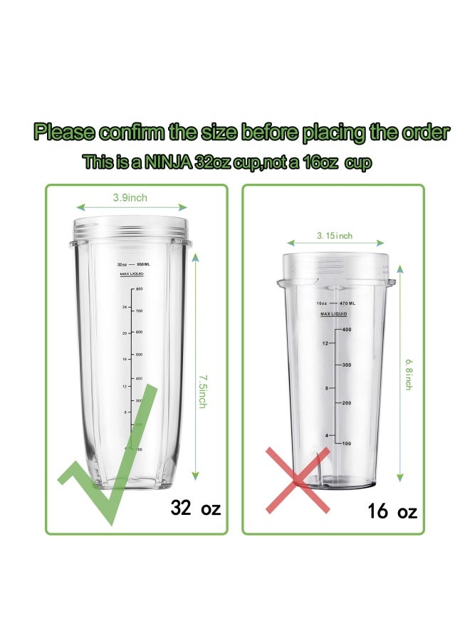 Replacement Part For Nutri Ninja Blender 2 Pack 32 Oz Replacement Cups Compatible With Nutri Ninja Auto Iq Series Blenders