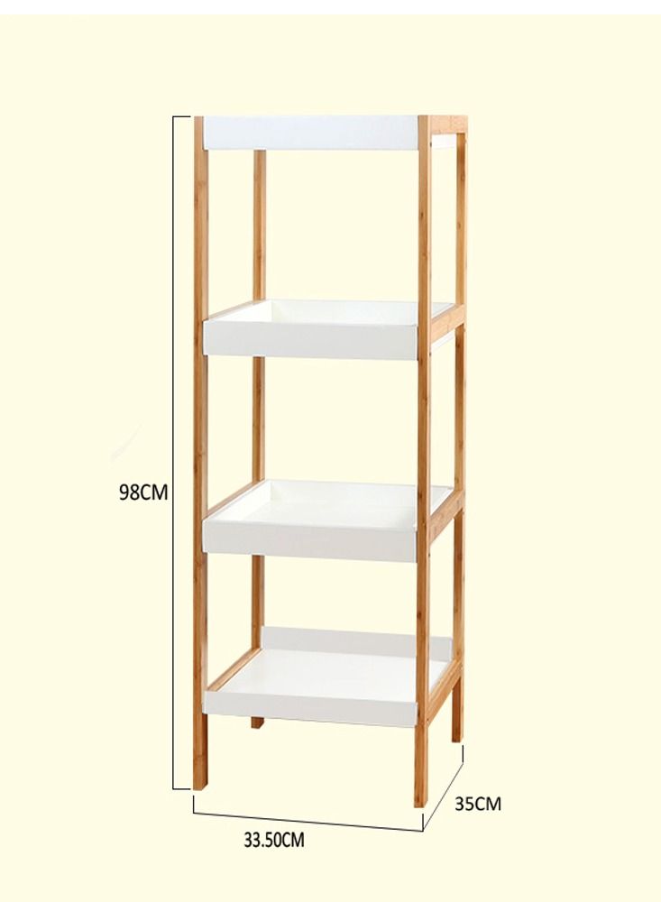 4 Layers Multipurpose Bathroom Organizer Rack Wood Flowers Rack Plants Stand Bookshelf Bookcase Freestanding Toilet Shelves Wooden Storage Organizer