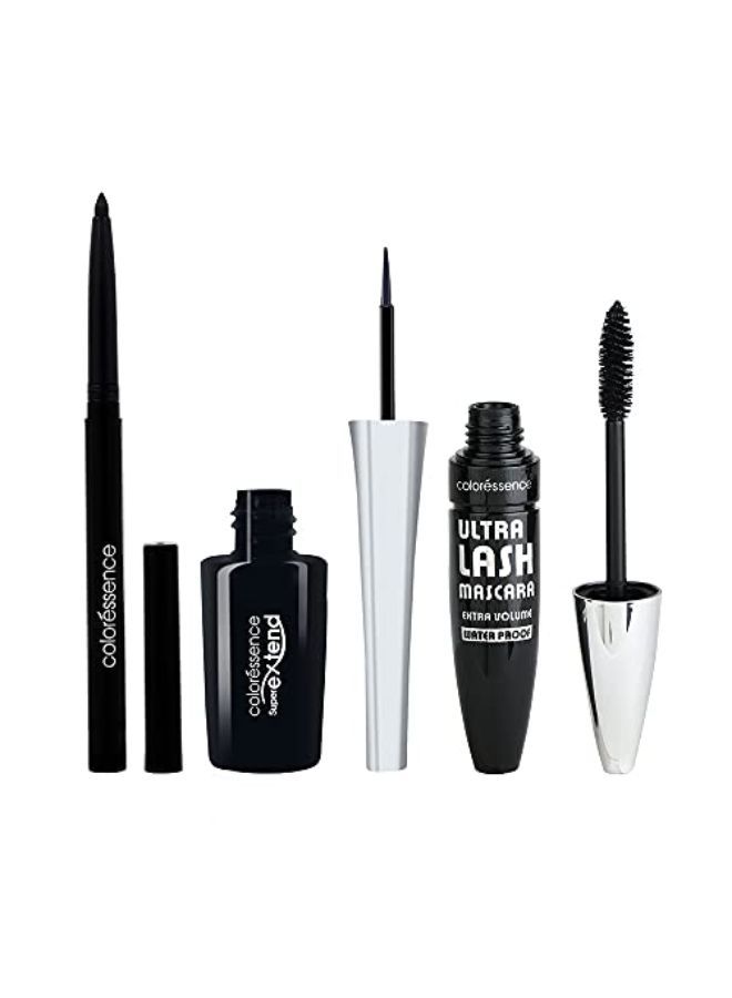 Eye Makeup Combo Of Supreme Eyeliner, Ipop Kajal & Ultra Lash Mascara, Lightweight Waterproof Formula - Pack Of 3