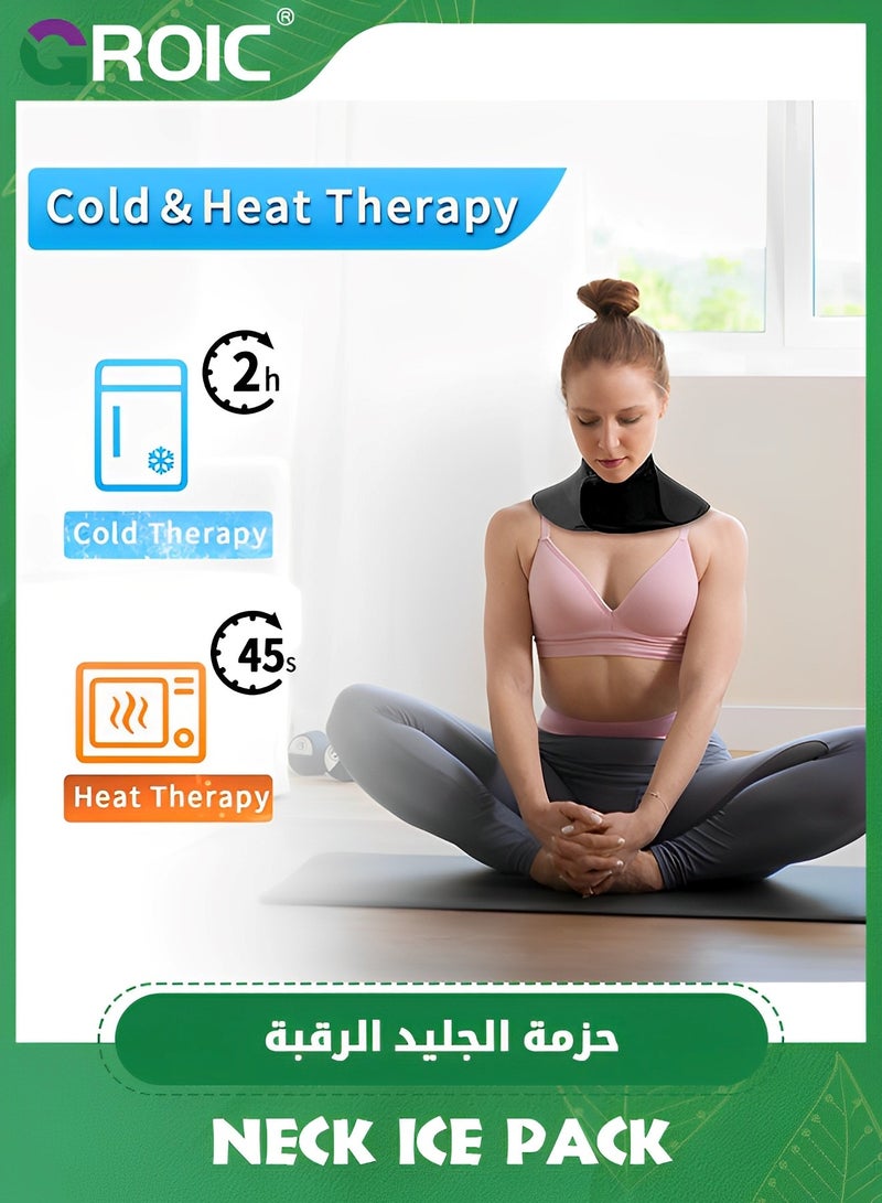 Neck Ice Pack Wrap, Reusable Gel Ice Pack with Hot and Cold, Cervical Injuries Pain Relief, Flexible Cold Hot Compress Therapy for Neck Shoulder Swelling, Bruises, Stiff Neck, Migraine