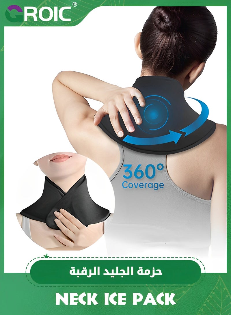 Neck Ice Pack Wrap, Reusable Gel Ice Pack with Hot and Cold, Cervical Injuries Pain Relief, Flexible Cold Hot Compress Therapy for Neck Shoulder Swelling, Bruises, Stiff Neck, Migraine