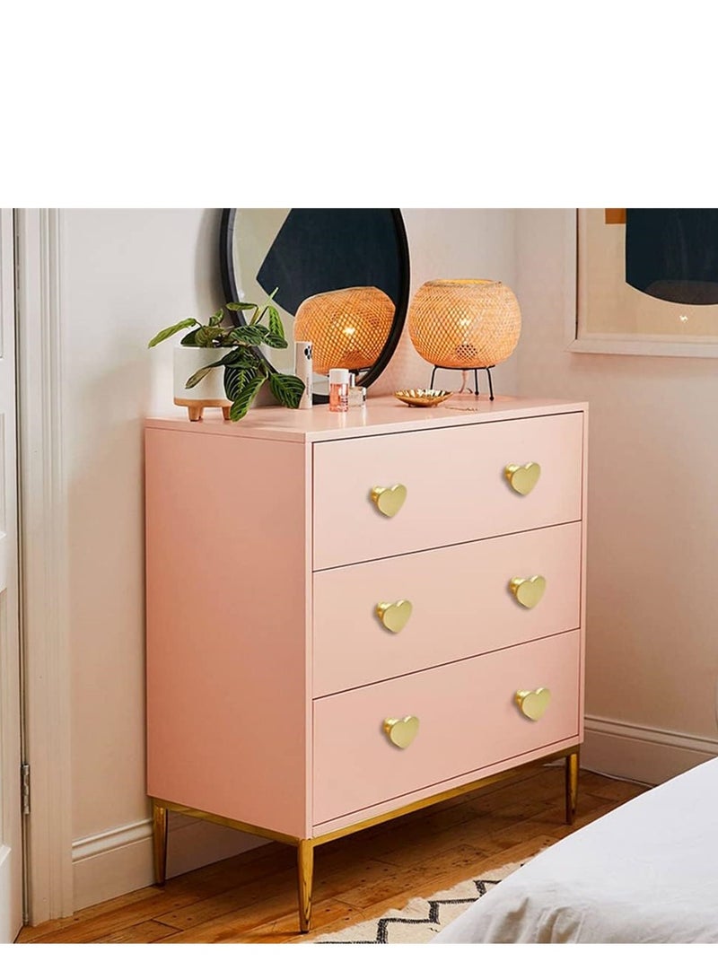 Brass Drawer Knobs, Heart Shape Handle Zinc Alloy Handle, Cabinet Dresser Pulls Handles Kitchen Furniture Knobs, for Kitchen Cupboard Bathroom Dresser Closet, Modern Cabinet Hardware, 6 pcs