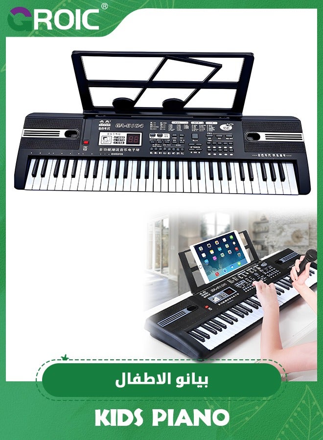 61 keys piano keyboard,Electronic Digital Piano with Built-In Speaker Microphone, Sheet Stand and Power Supply, Portable piano Keyboard Gift for Beginners