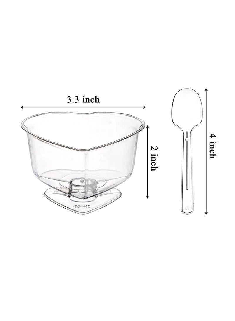 Clear Dessert Serving Bowls with Spoons 50 Pack 4 oz Mini Plastic Dessert Cups Disposable Reusable Mousse Parfait Appetizer Cups for Home Gatherings Events Parties Weddings