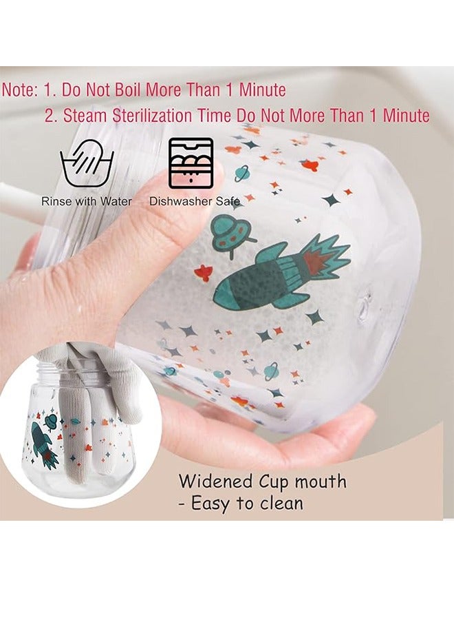 Sippy Cup For Babies Over 6 Months, Weighted Straw Anti-Spill Cup, Baby Sippy Cup With Handle, Anti-Spill, Leak-Proof Spout Cup 260 ML, BPA-Free