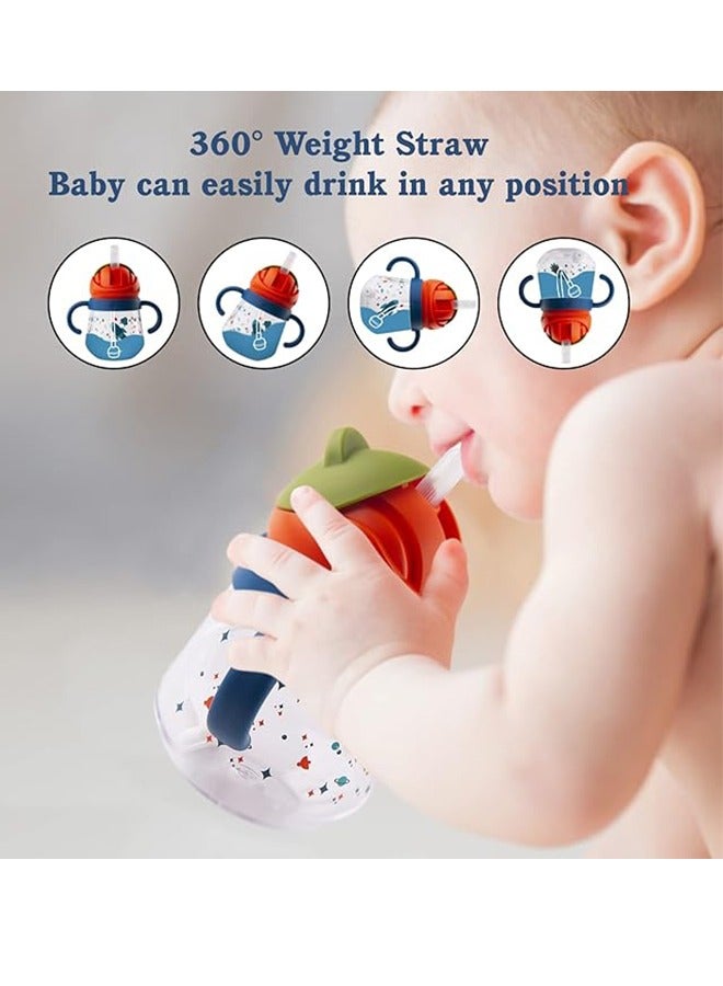 Sippy Cup For Babies Over 6 Months, Weighted Straw Anti-Spill Cup, Baby Sippy Cup With Handle, Anti-Spill, Leak-Proof Spout Cup 260 ML, BPA-Free