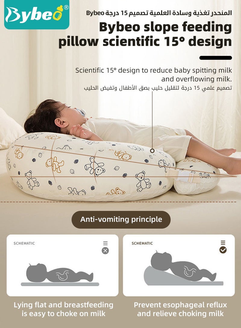 Baby Nursing Pillows for Breastfeeding, Multifunctional Infants Feeding Support Pillows, Dual-Sided Anti-Reflux Baby Lounger, Removable Baby Sleeping Nest, Throw up Prevention Slope Mat