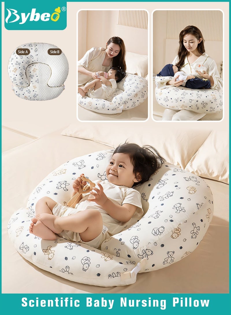 Baby Nursing Pillows for Breastfeeding, Multifunctional Infants Feeding Support Pillows, Dual-Sided Anti-Reflux Baby Lounger, Removable Baby Sleeping Nest, Throw up Prevention Slope Mat