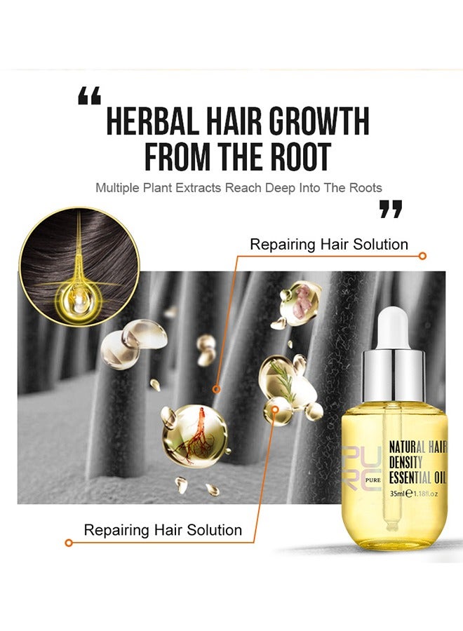 Natural Density Essential Oil, Hair Growth Essence Thickener Regrowth Hair Serum Treatments Oil Fast Grow Hair for Hair Loss Care Product (35ML)