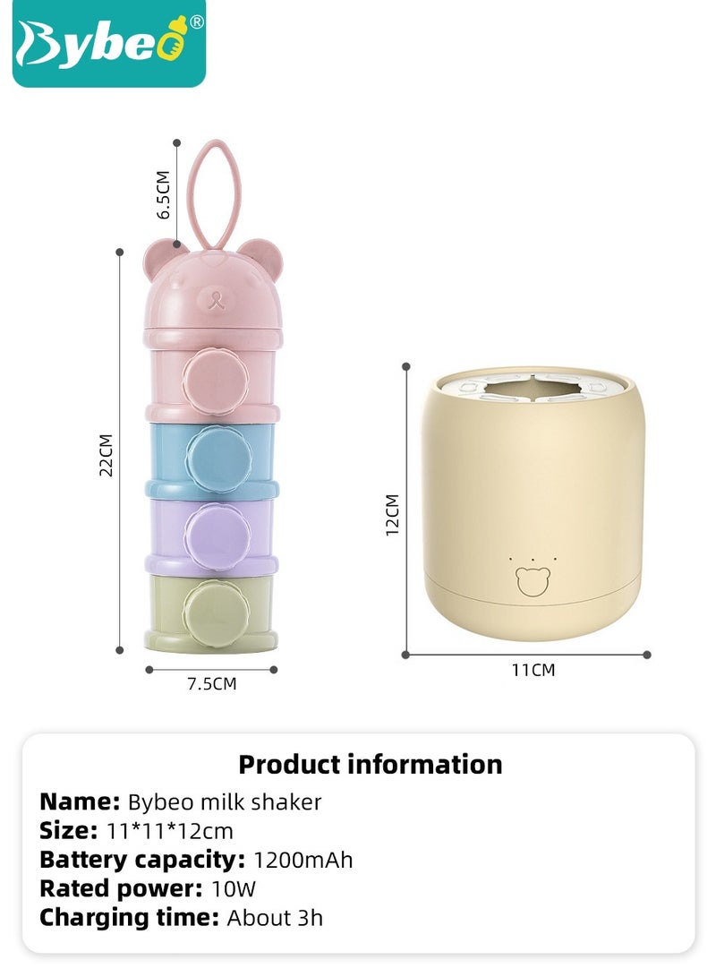 Baby Formula Dispenser & Mixer, Electric Automatic Infant Milk Bottle Shaker, Baby Milk Powder Mixer with 3 Modes, Universal Milk Blender, USB Charging, Low Noise, with Four-Layer Formula Containers