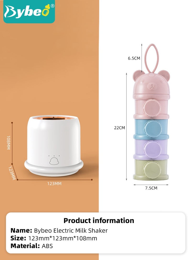 Baby Formula Dispenser & Mixer, Electric Automatic Infant Milk Bottle Shaker, Baby Milk Powder Mixer with 3 Modes, Universal Milk Blender, USB Charging, Low Noise, with Four-Layer Formula Containers