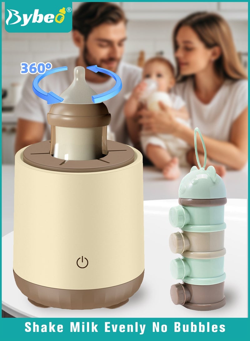 Baby Formula Dispenser & Mixer, Electric Automatic Infant Milk Bottle Shaker, Baby Milk Powder Mixer with 3 Modes, Universal Milk Blender, USB Charging, Low Noise, with Four-Layer Formula Containers