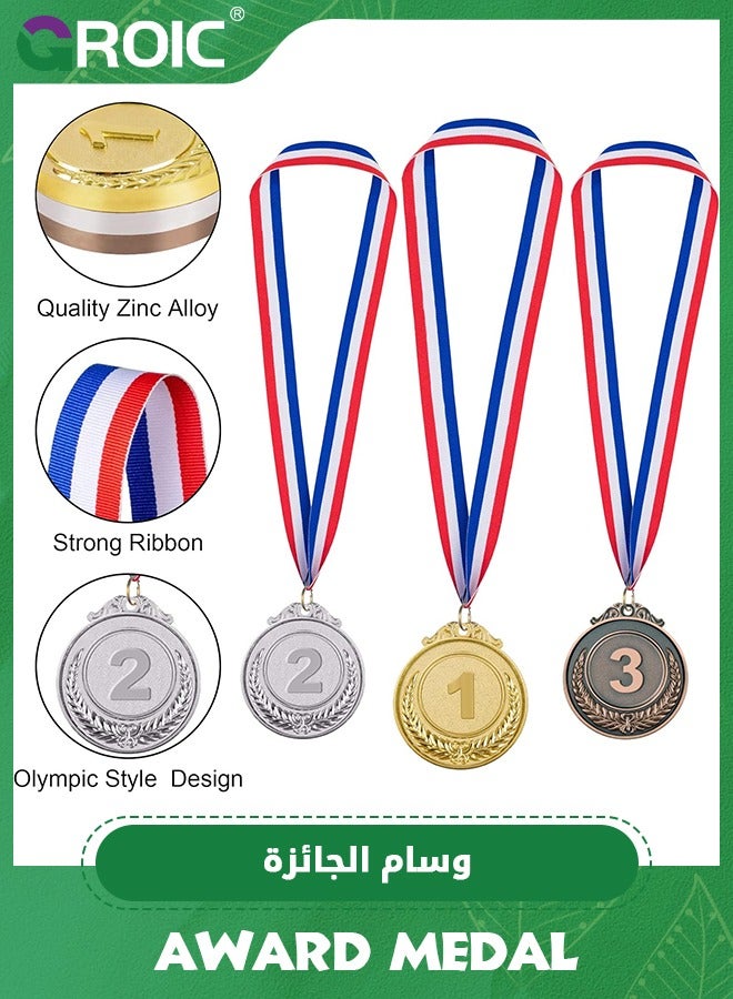 12 Pieces Metal Medals, Gold Silver Bronze Award Medals, Olympic Style Winner Medals Gold Silver Bronze Prizes for Sports, Competitions, Party Favors,Winner Medals for Competition, 2 Inches