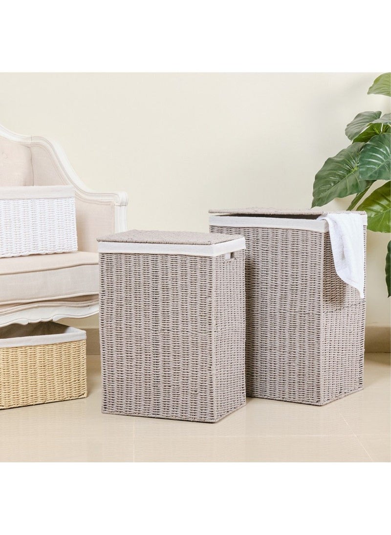 Small Laundry Hamper Grey With Liner 36 X 26 X 50 Cm