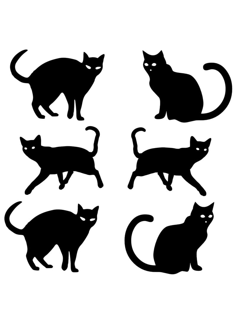 Outdoor Yard Signs with Stakes Black Cat Yard Lawn Signs for Haunted Mansion Outdoor Garden Lawn Yard Party Decoration (6 Pieces)