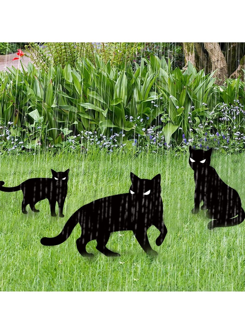 Outdoor Yard Signs with Stakes Black Cat Yard Lawn Signs for Haunted Mansion Outdoor Garden Lawn Yard Party Decoration (6 Pieces)