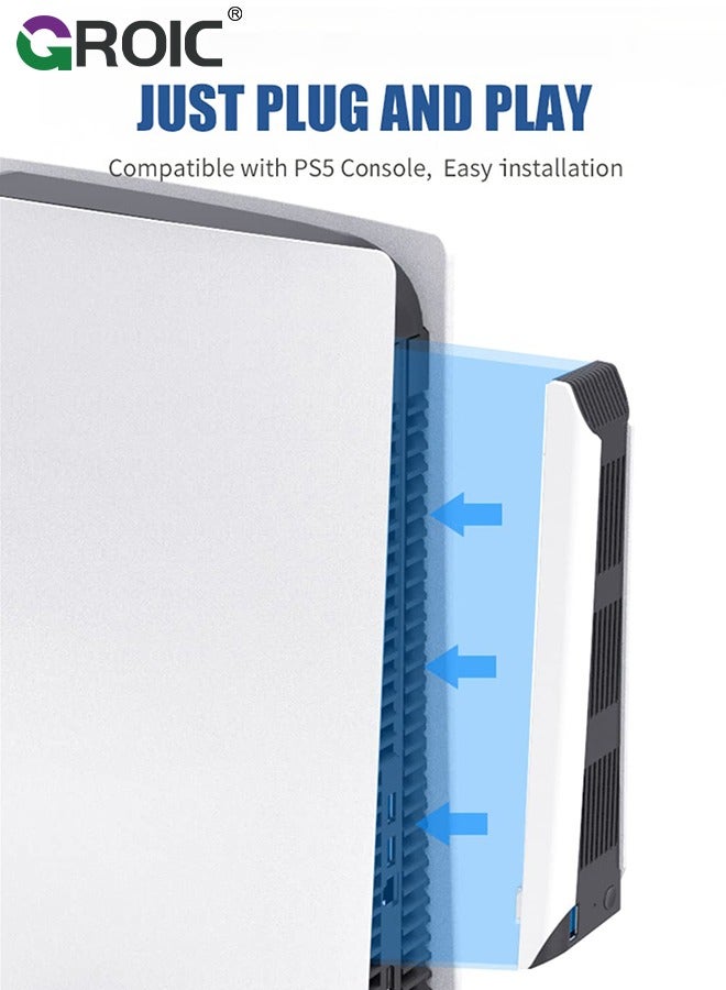 White PS5 Cooler for PS5 Cooling Fan, Upgraded Quiet Cooler Fan 3 Cooler External Port USB 3.0 Accessory Compatible with Playstation 5 Digital Edition/Ultra HD Console