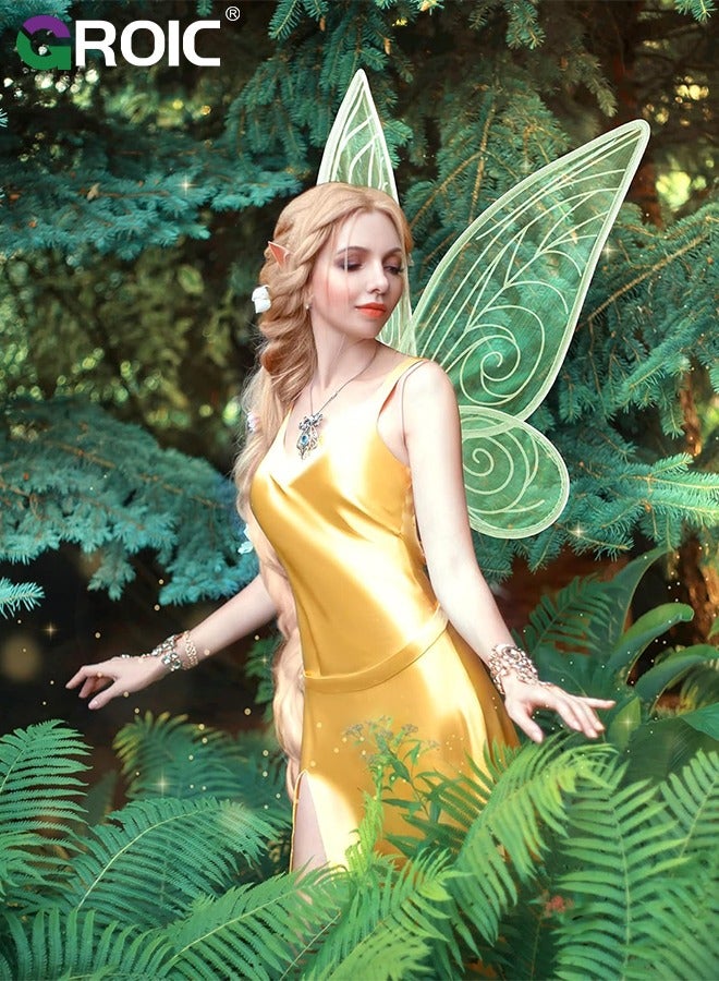 Fairy Wings, Fairy Wings Costume Set, Fairy Costume Set with Sparkling Sheer Butterfly Wings, Elf Ears, Flower Crown, Wand, 23.6*18.5 Inch Butterfly Wings Ideal for Cosplay, Party, Costume