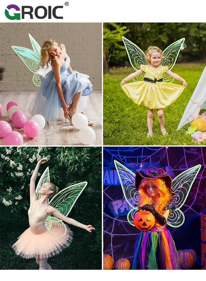 Fairy Wings, Fairy Wings Costume Set, Fairy Costume Set with Sparkling Sheer Butterfly Wings, Elf Ears, Flower Crown, Wand, 23.6*18.5 Inch Butterfly Wings Ideal for Cosplay, Party, Costume