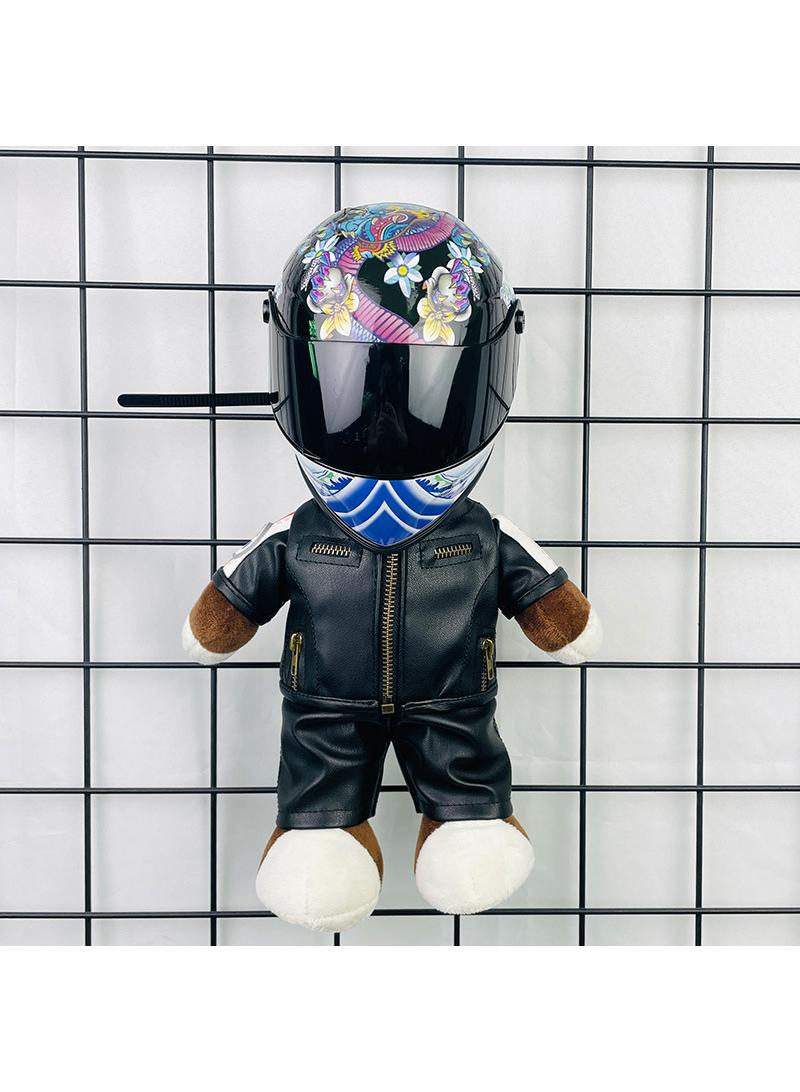 Mini Style Full Face Plush Toy Helmet Motorcycle Lover’s Small Racing Crash Helmet Souvenir Ornament Desk Decorator Motorsport Fans Gift 30cm