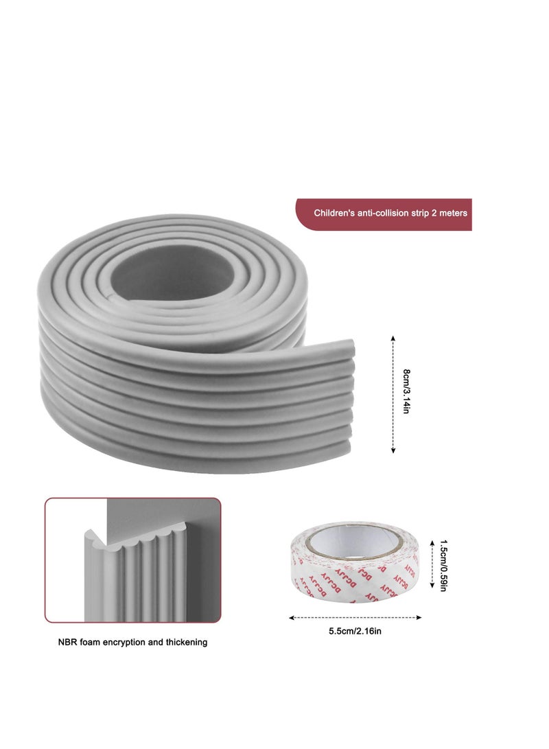 Baby Edge Corner Guards 2M Safety Bumpers Edge Guard Soft Furniture Table Corner Protection Bumper Safe Protector Foam Baby Safety Bumper Guard Soft Strip(Grey)