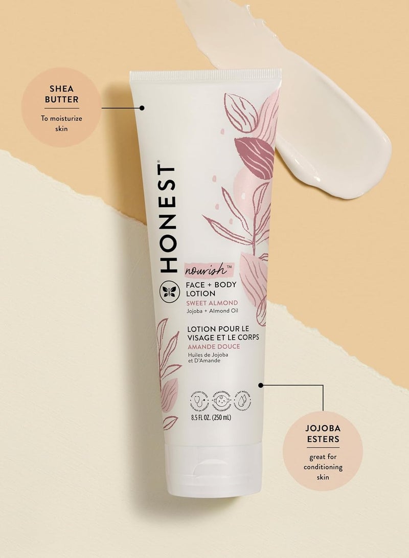 The Honest Company 2-in-1 Cleansing Shampoo + Body Wash and Face + Body Lotion Bundle | Gentle for Baby | Naturally Derived | Sweet Almond Nourish, 18.5 fl oz