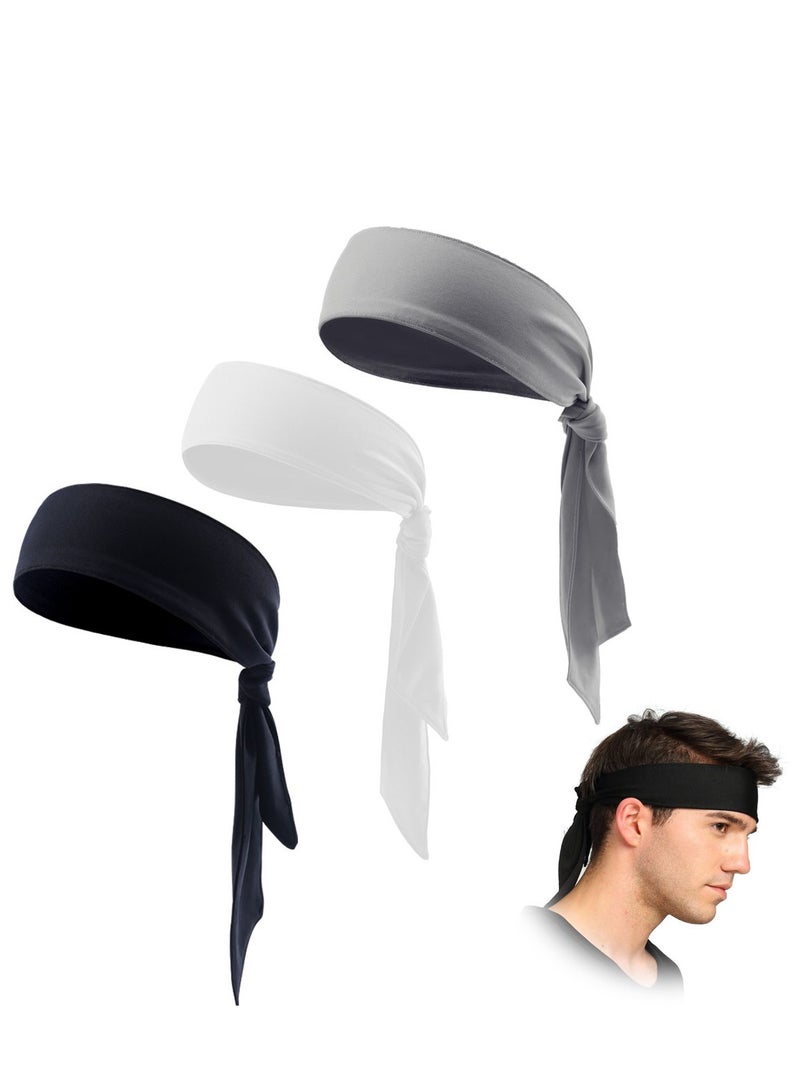 3-Piece Set of Anti-Sweat Sports Headbands for Men and Women - Elastic Hair Ties for Running and Exercise in Black, White, and Gray. Perfect for Active Lifestyles!